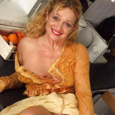 German mature granny with big boobs fucks with vegetables